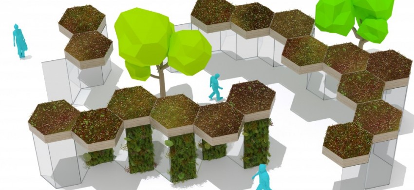 Ritning av bullerskydd i brunt.