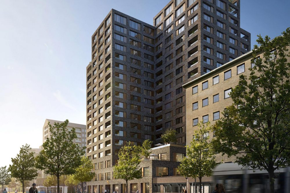 Elof Hansson Fastigheter + Riksbyggen – The Parkside – Vy från Första Långgatan