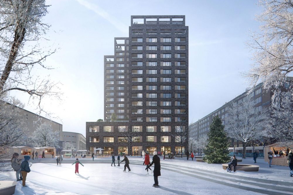 Elof Hansson Fastigheter + Riksbyggen – The Parkside – Vy från Östra Sänkverksgatan