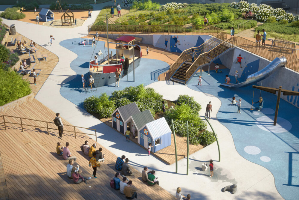 Järnvågsparken – lekplatsen – Vy från ovan