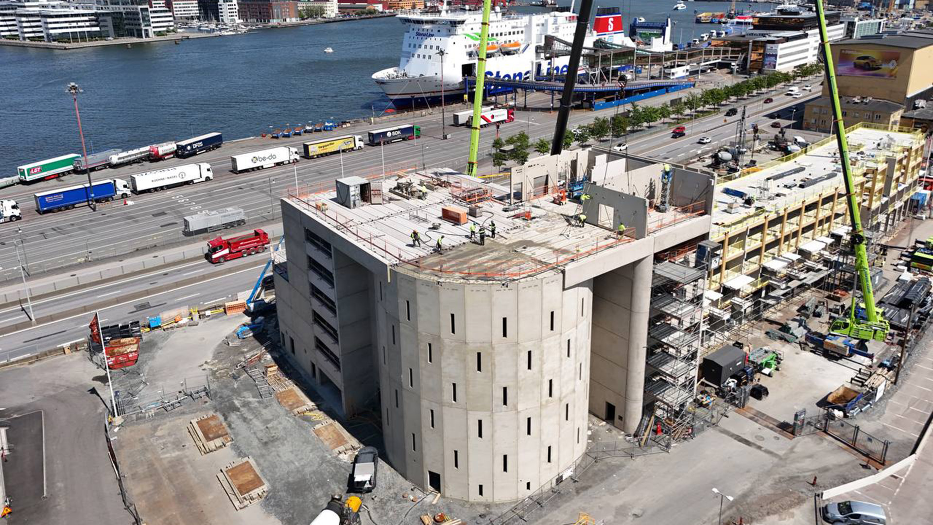 Vy över bygget av det multifunktionella huset Masthugget Väst.