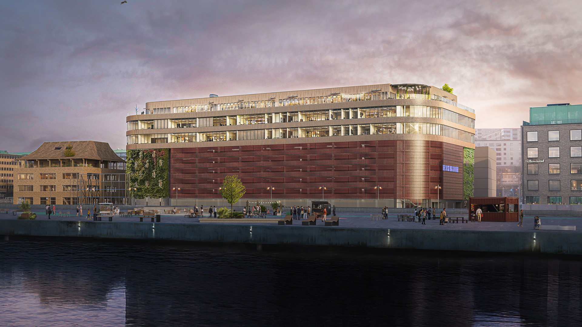 Visualisering av Masthugget Väst sett från älven.