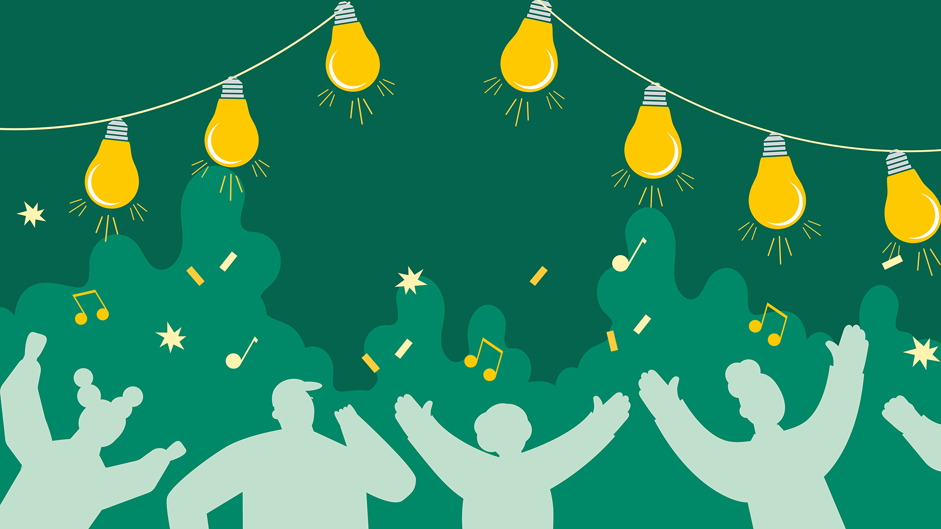 Illustration som visar lampor och siluetter