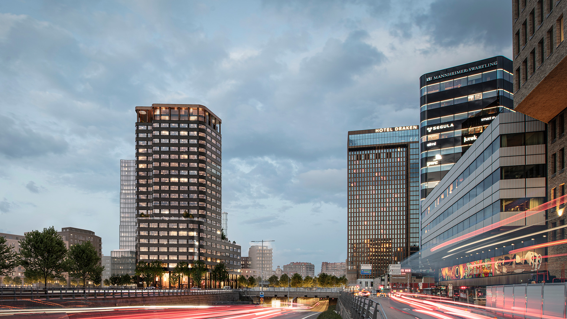 Visualiseringsbild av kontorshuset Ancora på Masthuggskajen